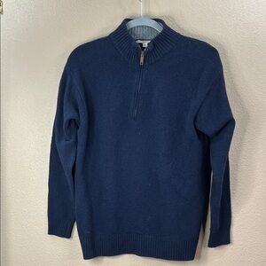 Burberry Dark Blue Zip-Up Lambswool Sweater Vintage